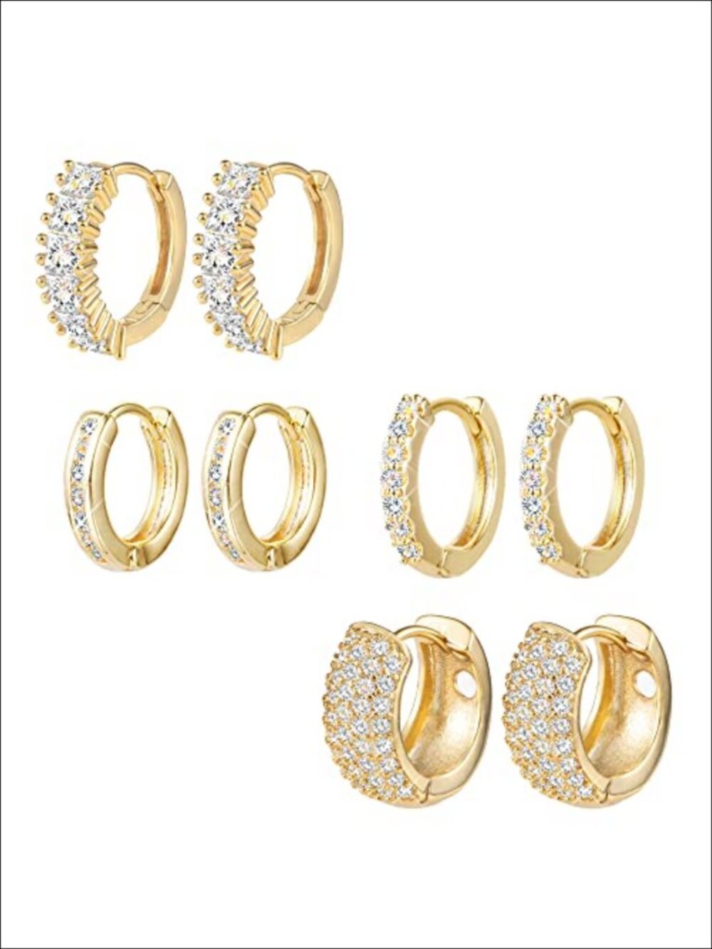 14K Gold Plated Sterling Silver Post Hoop Earrings Set